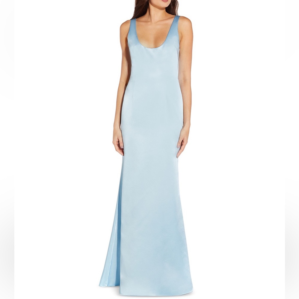 Elegant Blue Satin Evening Gown